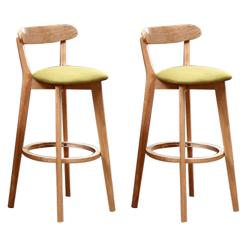Scandinavian Rubberwood Coffee Shop Stool Footrest Upholstered Bar Stools