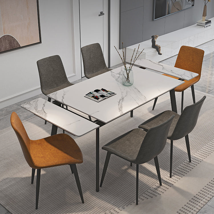 Modern 1/4/5/7 Pieces Dining Table Set with White Sintered Stone Top Scalable Dinette Set