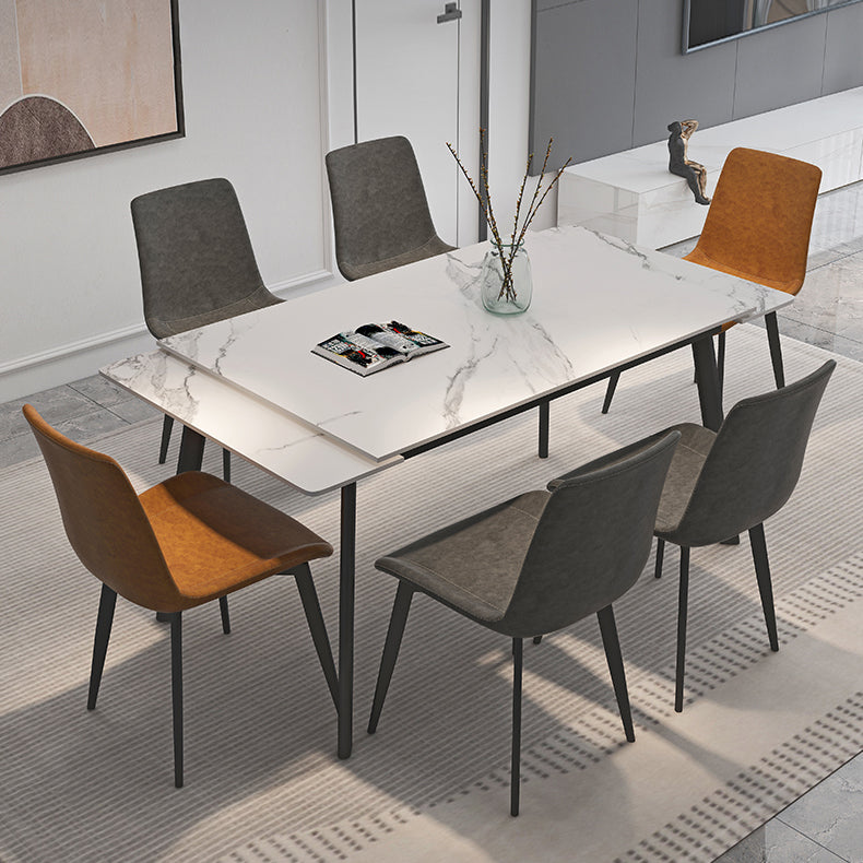 Modern 1/4/5/7 Pieces Dining Table Set with White Sintered Stone Top Scalable Dinette Set