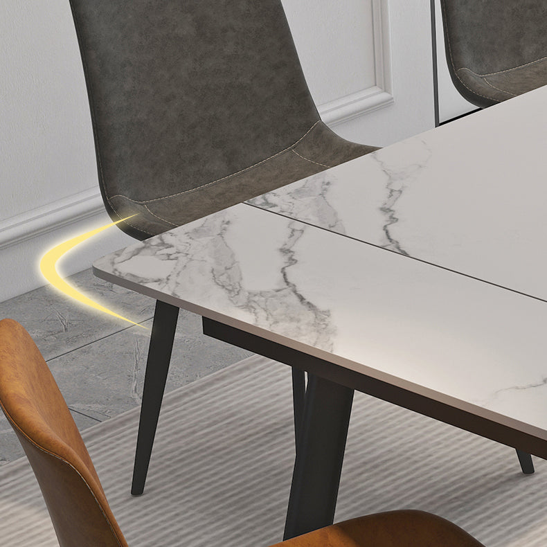 Modern 1/4/5/7 Pieces Dining Table Set with White Sintered Stone Top Scalable Dinette Set