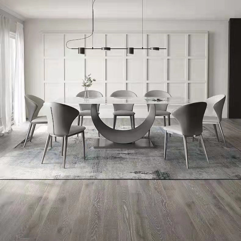 1/2/4/5/6/7/8 Pieces Dining Chair Set Sintered Stone Dining Room Set with Pedestal Base