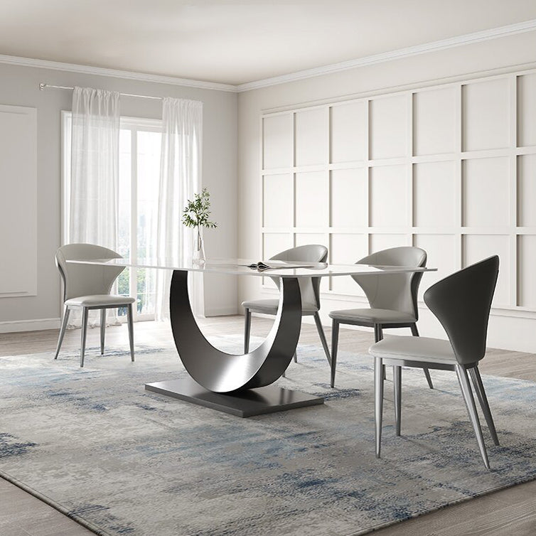 1/2/4/5/6/7/8 Pieces Dining Chair Set Sintered Stone Dining Room Set with Pedestal Base