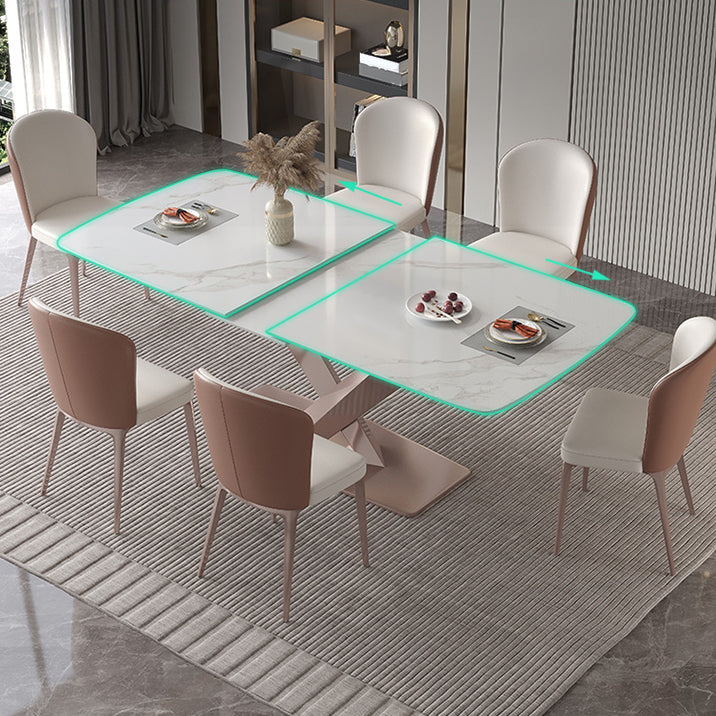 Modern 1/4/5/7 Pieces Silver Dining Table Set with Sintered Stone Top Scalable Dinette Set