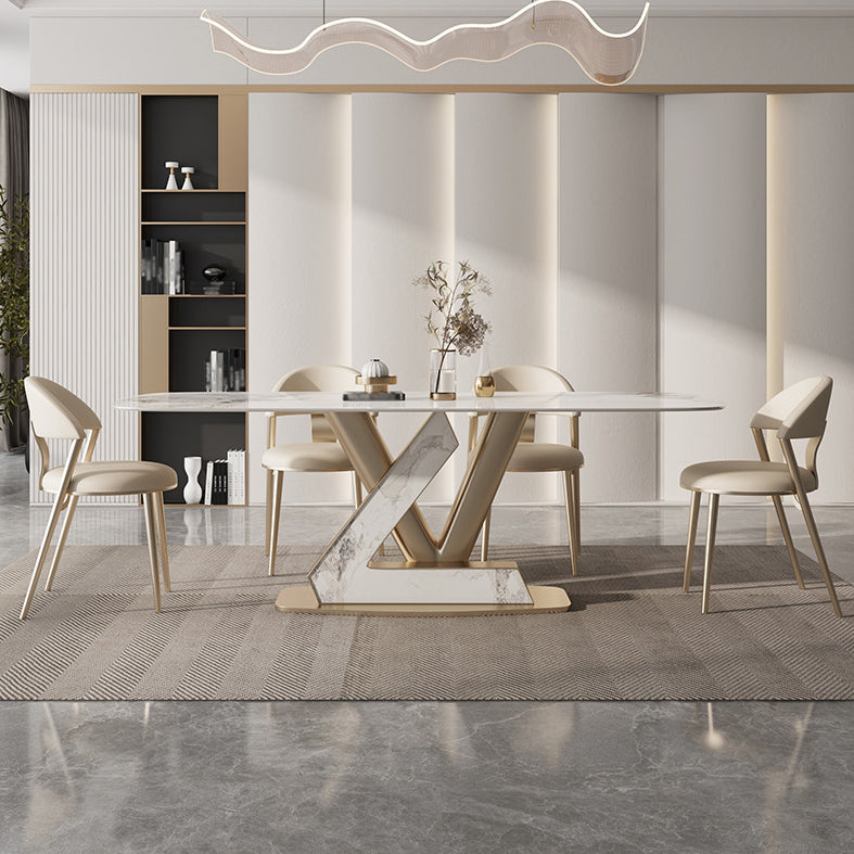 1/2/5/7/9 Pieces Dining Chairs Set  Sintered Stone Dining Table Set Rectangle Table