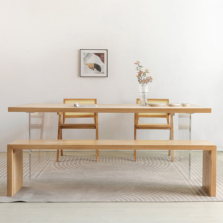 Modern 1/2/4 Pieces Rectangle Dining Table Set Ash Wood Dinette Set with Acrylic Base