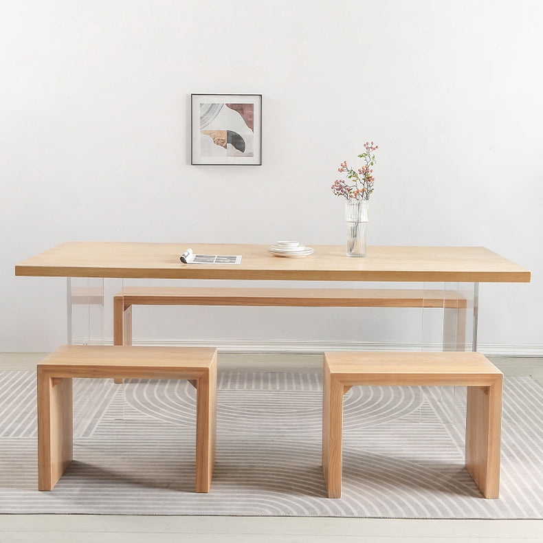 Modern 1/2/4 Pieces Rectangle Dining Table Set Ash Wood Dinette Set with Acrylic Base