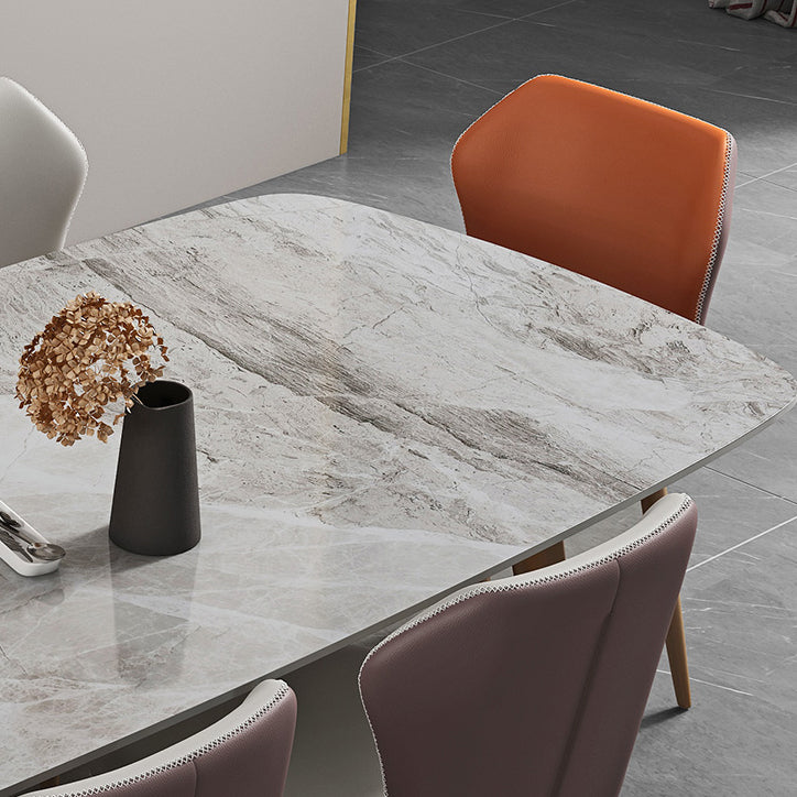 Glam 1/2/5/7 Pieces Dining Table Set with Grey Sintered Stone Top Rectangle Dinette Set