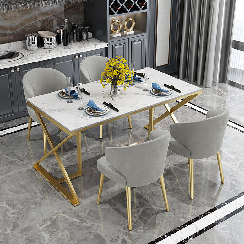 Glam 1/5 Pieces Dining Set Rectangle Stone Dining Table Set for Dining Room