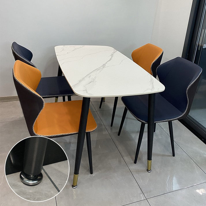 Industrial Style Stone Dining Table 4 Legs Dining Room Collection for Indoor
