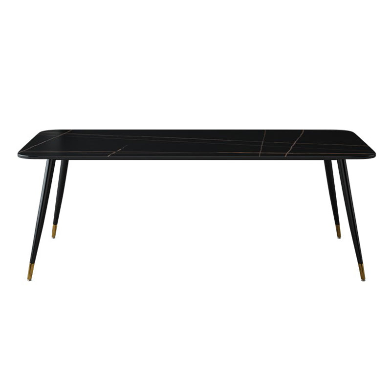 Industrial Style Stone Dining Table 4 Legs Dining Room Collection for Indoor