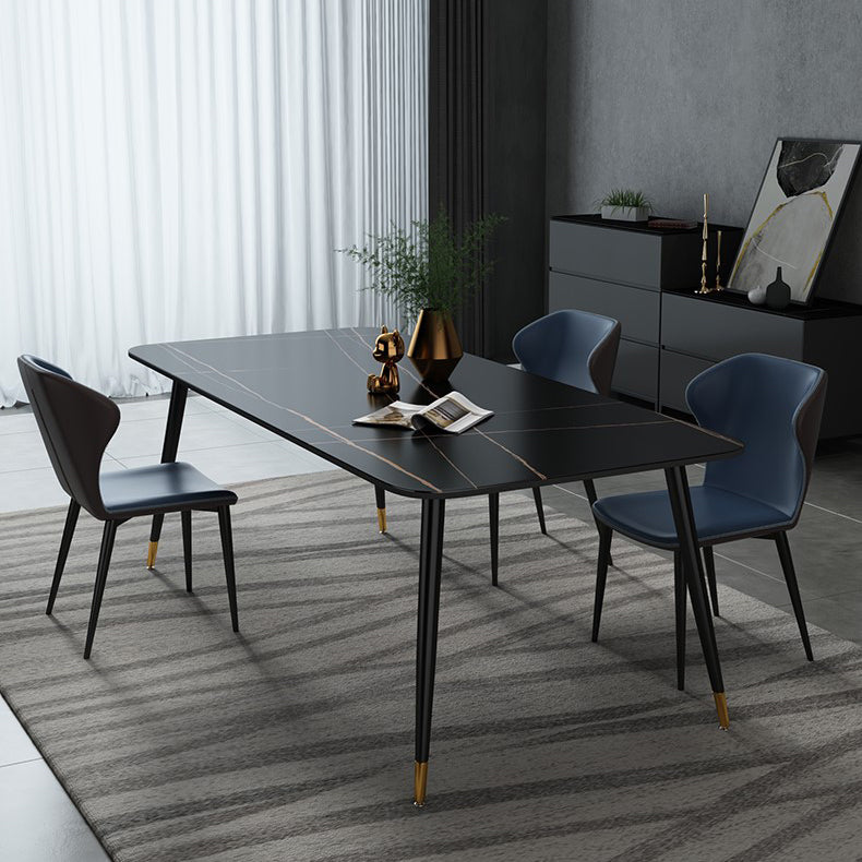 Industrial Style Stone Dining Table 4 Legs Dining Room Collection for Indoor
