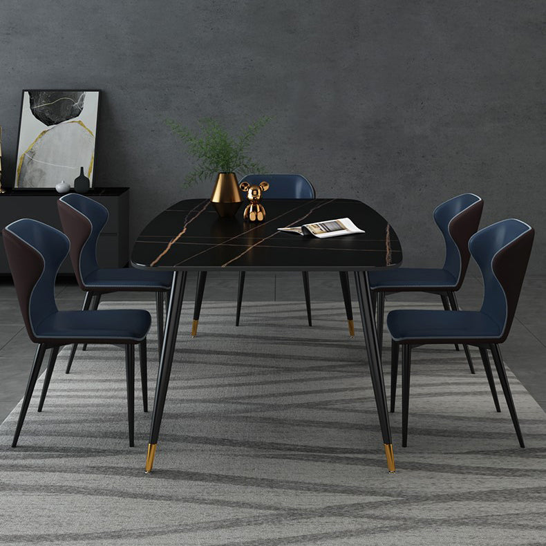 Industrial Style Stone Dining Table 4 Legs Dining Room Collection for Indoor
