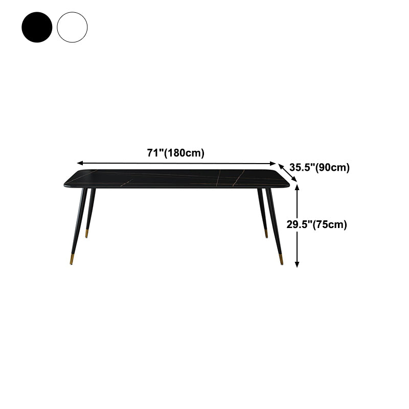 Industrial Style Stone Dining Table 4 Legs Dining Room Collection for Indoor