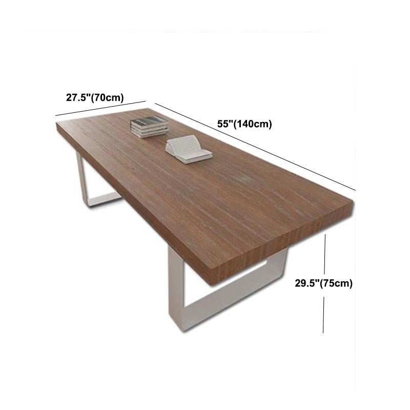 Rectangle Double Pedestal Luxury Dining Table Fixed Table with Pine Solid Wood