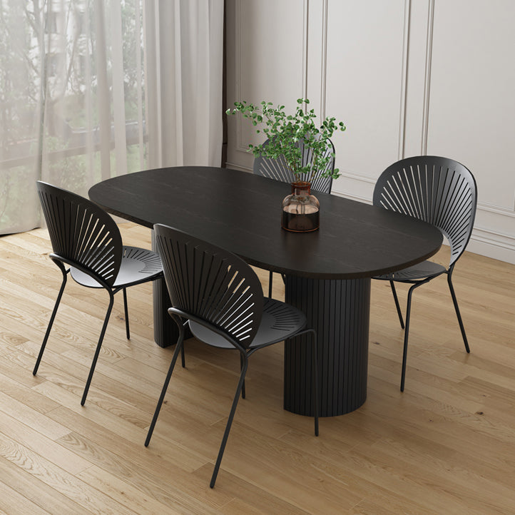 Rubberwood Solid Wood Base Table Contemporary Dining Table in White and Black