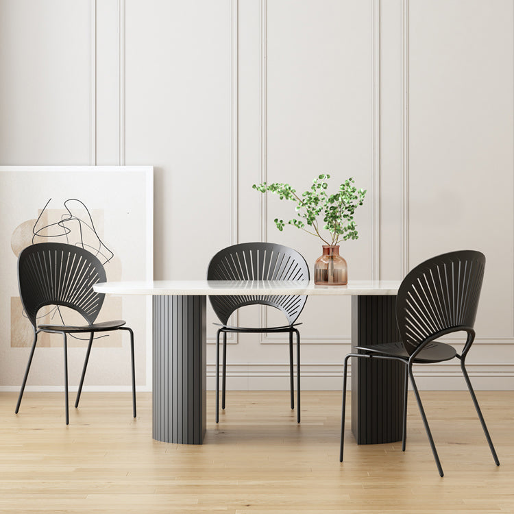Rubberwood Solid Wood Base Table Contemporary Dining Table in White and Black