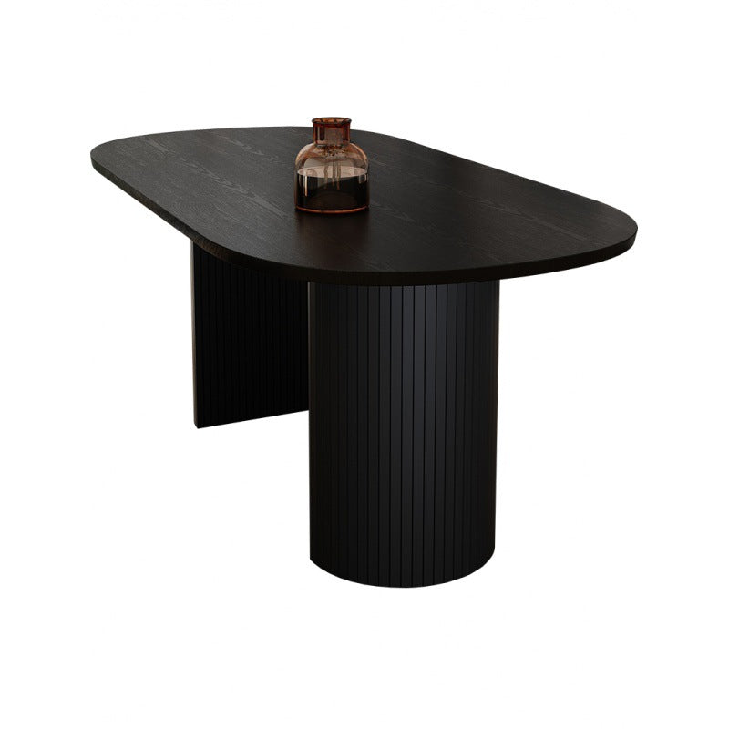 Rubberwood Solid Wood Base Table Contemporary Dining Table in White and Black