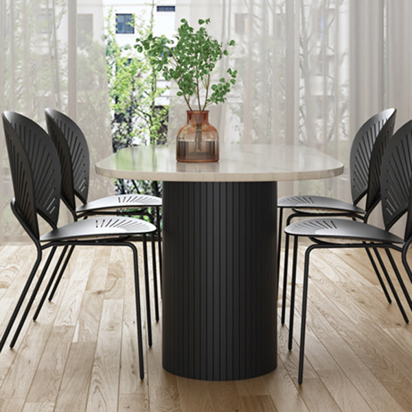 Rubberwood Solid Wood Base Table Contemporary Dining Table in White and Black