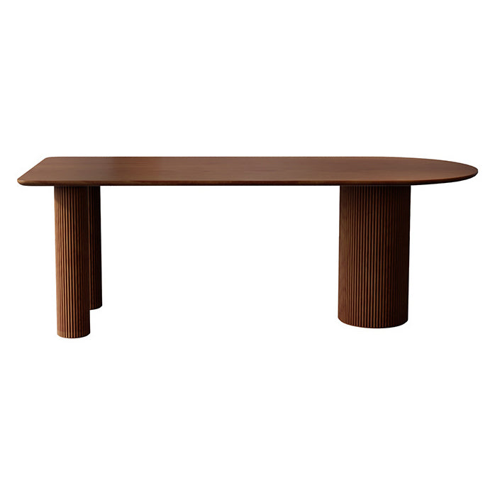 Free Form Wood Dining Table Natural and Walnut Dining Table with Pedestal Base
