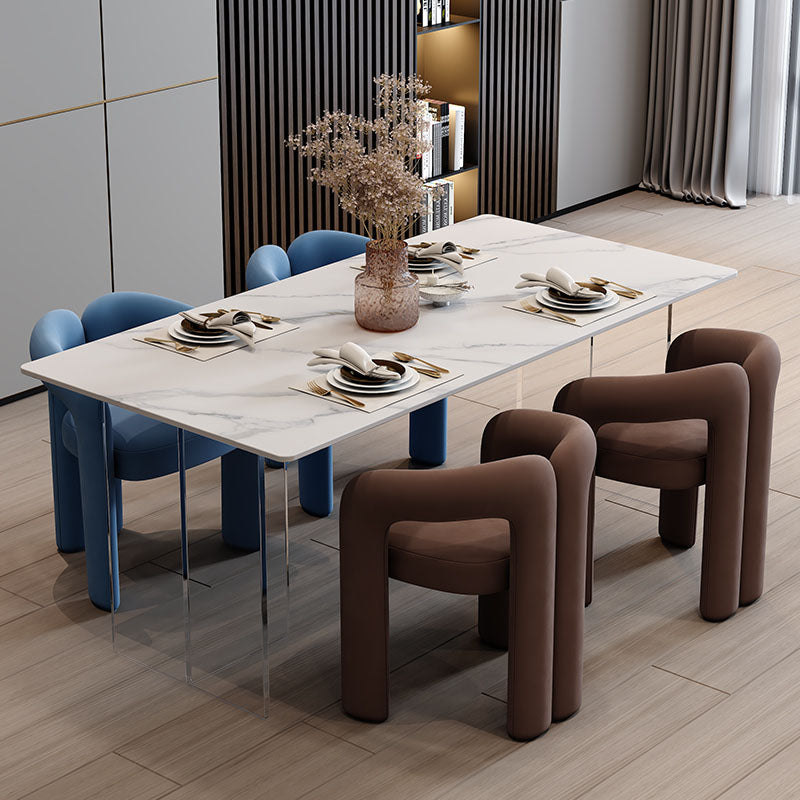 Minimalism Stone Table for Restaurant Rectangle Table with Acrylic Pedestal