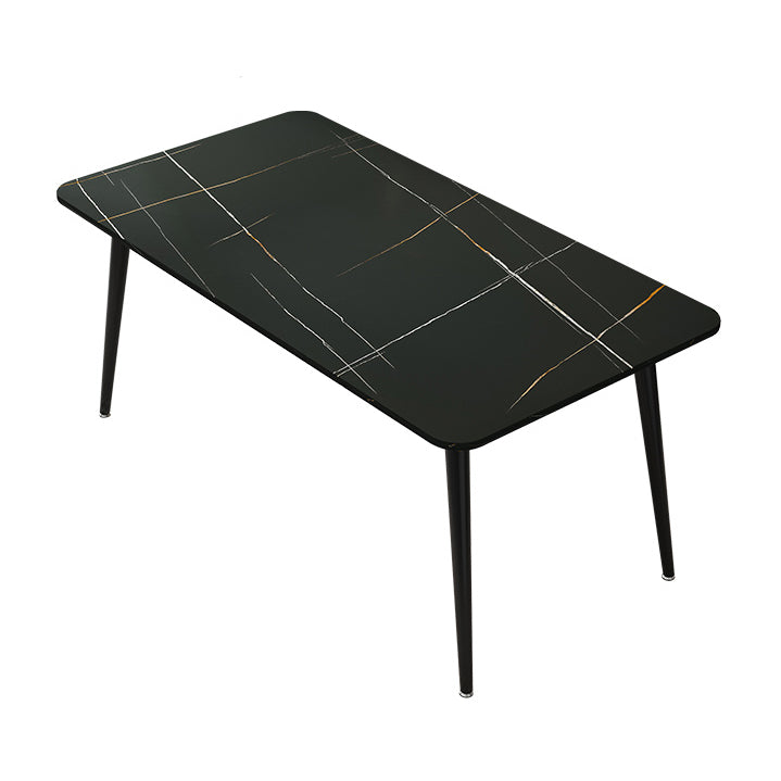 Rectangle Stone Top Dining Table Modern Black Base Dining Table for Living Room
