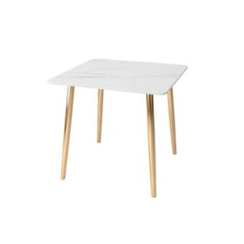 Glam Style Stone Square Dining Table with Metal 4 Legs for Living Room