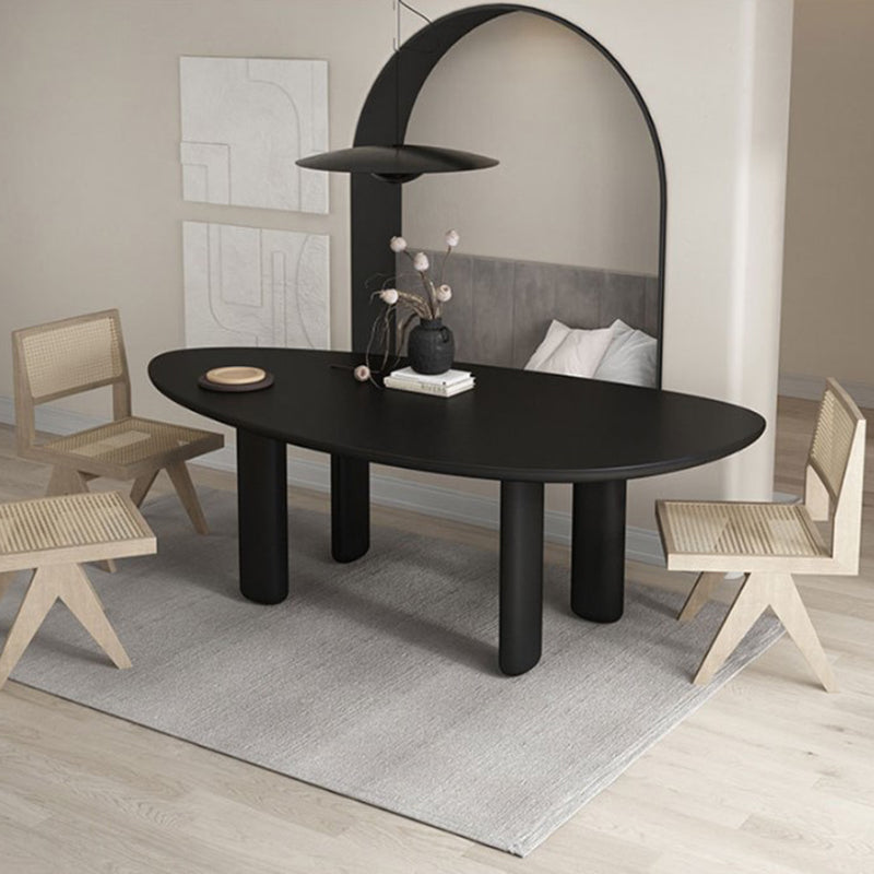 Nordic Simple Solid Wood Table for Restaurant Oval Table with Three Pedestal