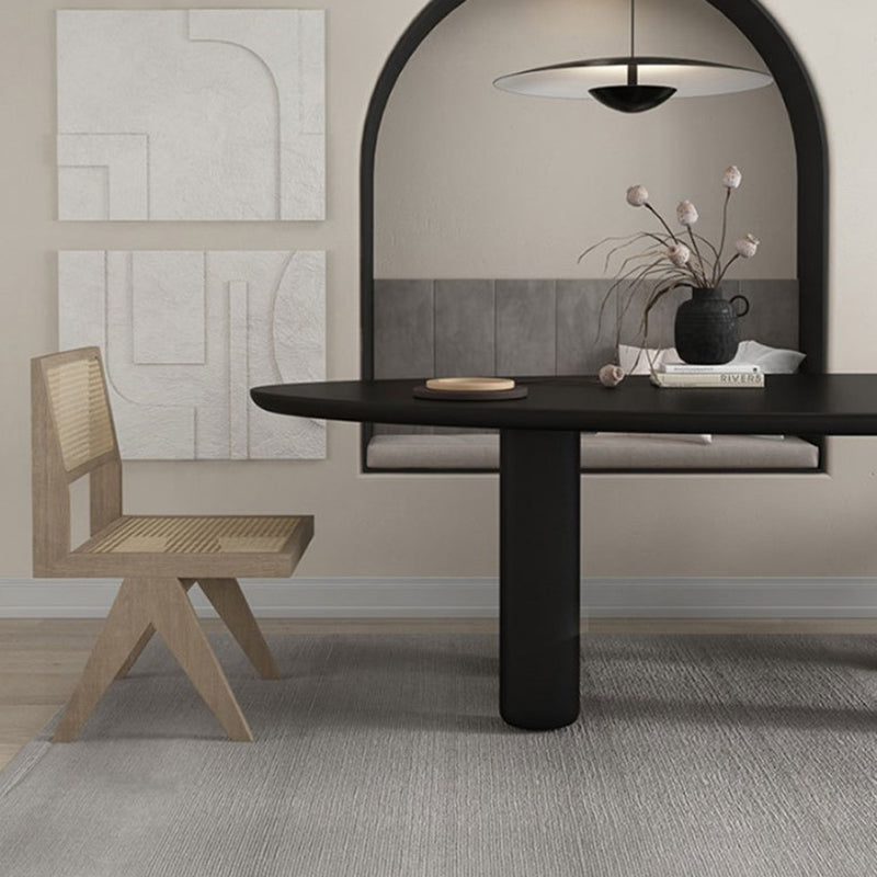 Nordic Simple Solid Wood Table for Restaurant Oval Table with Three Pedestal