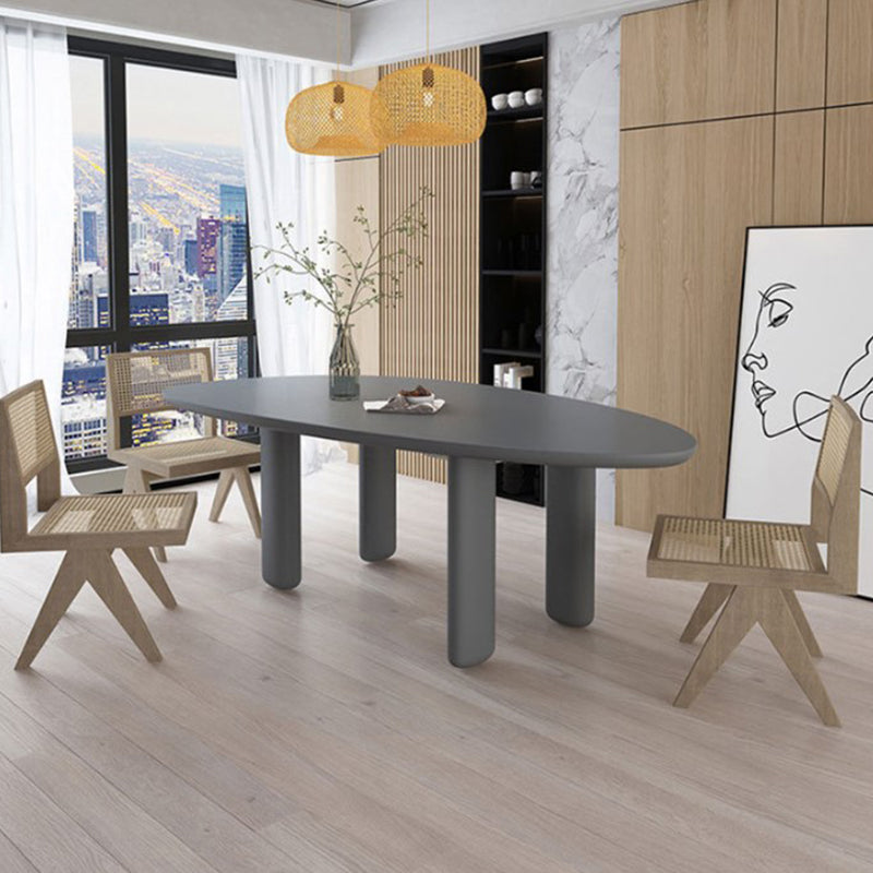 Nordic Simple Solid Wood Table for Restaurant Oval Table with Three Pedestal