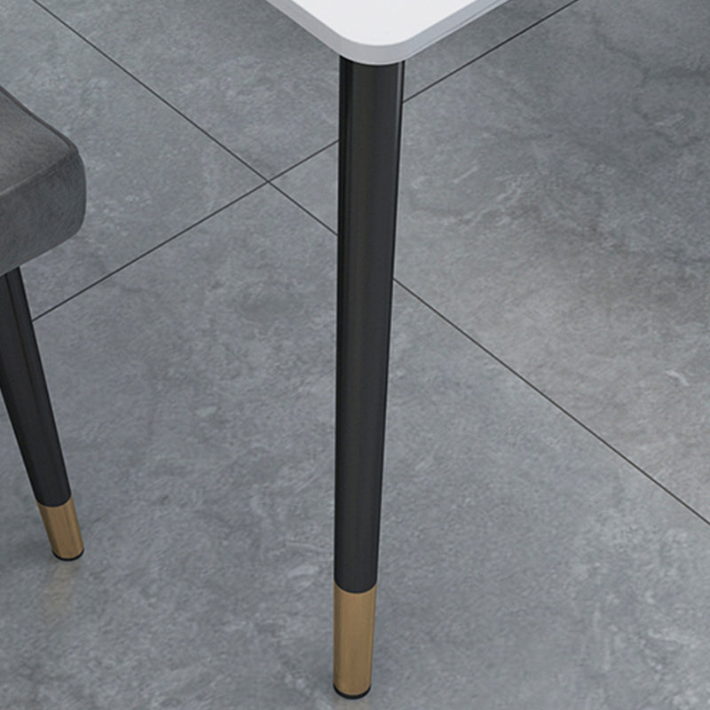 Stone Top Rectangle Dinette Table Traditional Luxury Metal Tripod Base Dining Table