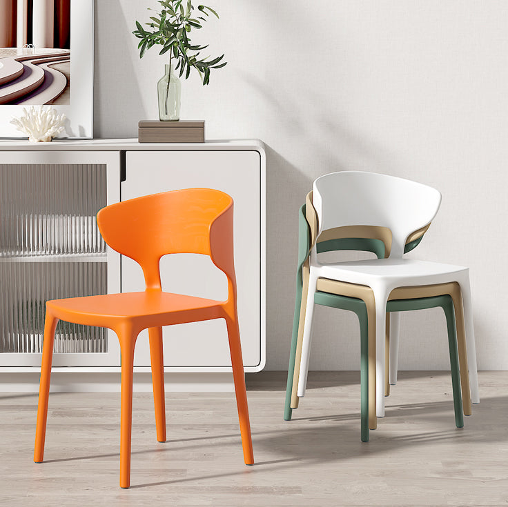 Minimalist Plastic Dining Armless Chair Colorful Wingback Side Chair