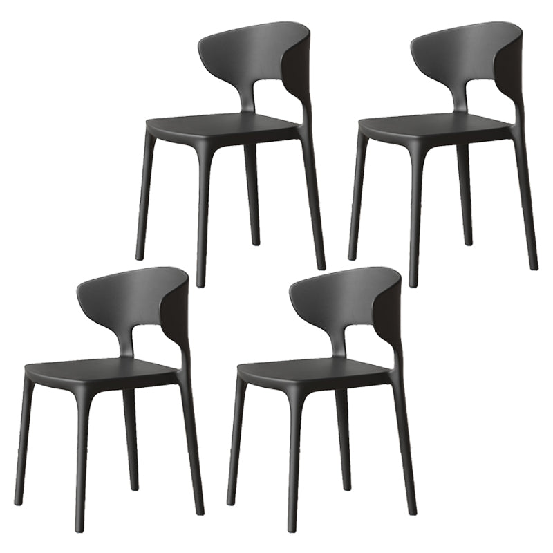 Minimalist Plastic Dining Armless Chair Colorful Wingback Side Chair