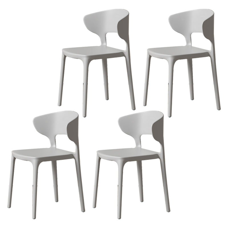 Minimalist Plastic Dining Armless Chair Colorful Wingback Side Chair