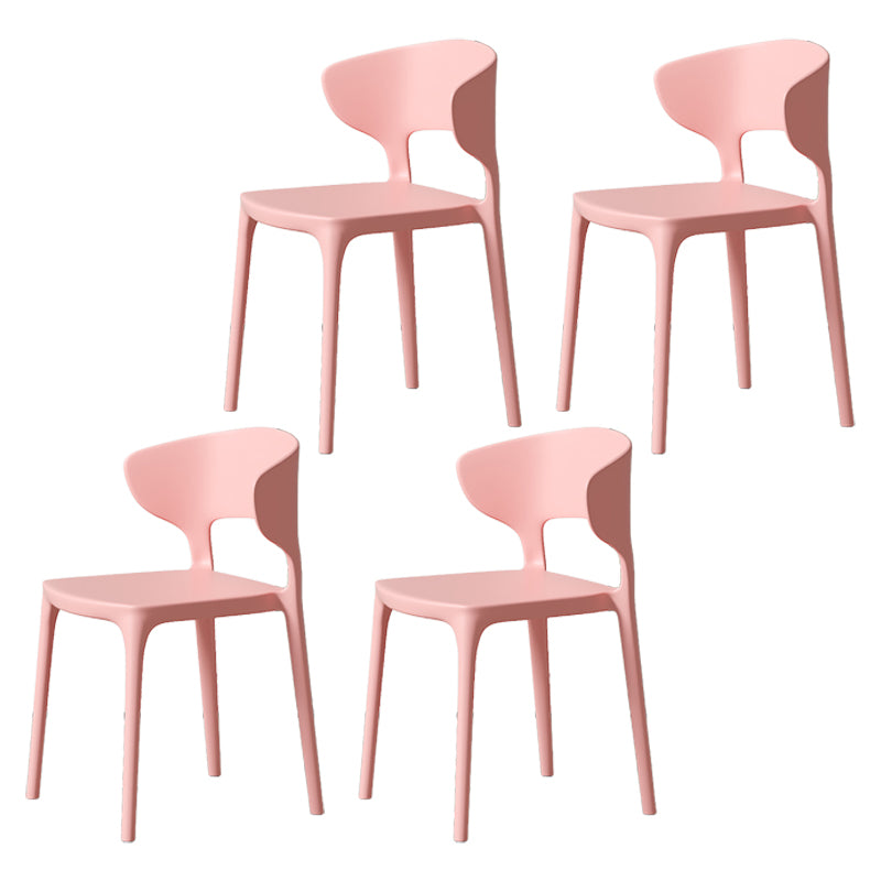 Minimalist Plastic Dining Armless Chair Colorful Wingback Side Chair