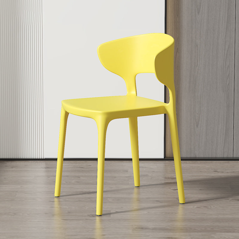Minimalist Plastic Dining Armless Chair Colorful Wingback Side Chair