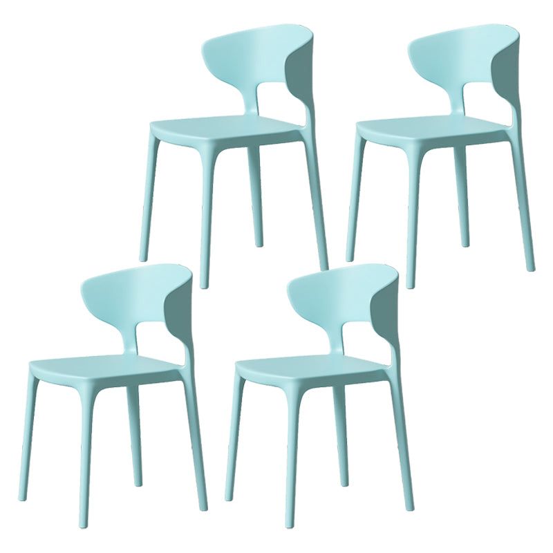 Minimalist Plastic Dining Armless Chair Colorful Wingback Side Chair