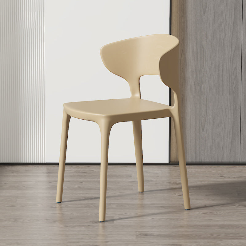 Minimalist Plastic Dining Armless Chair Colorful Wingback Side Chair