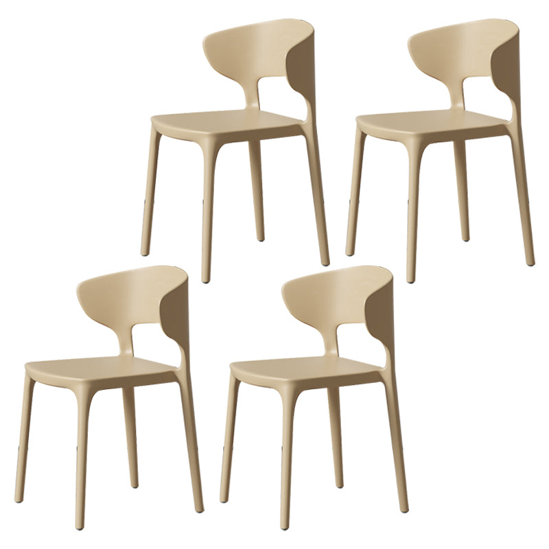 Minimalist Plastic Dining Armless Chair Colorful Wingback Side Chair