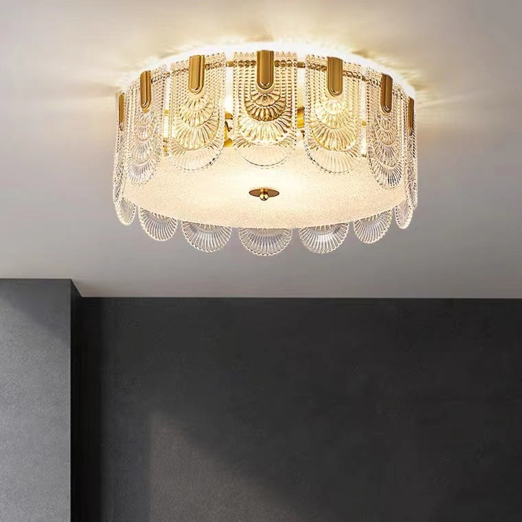 Modern Geometric Ceiling Light Glass Flush Mount Light for Living Room