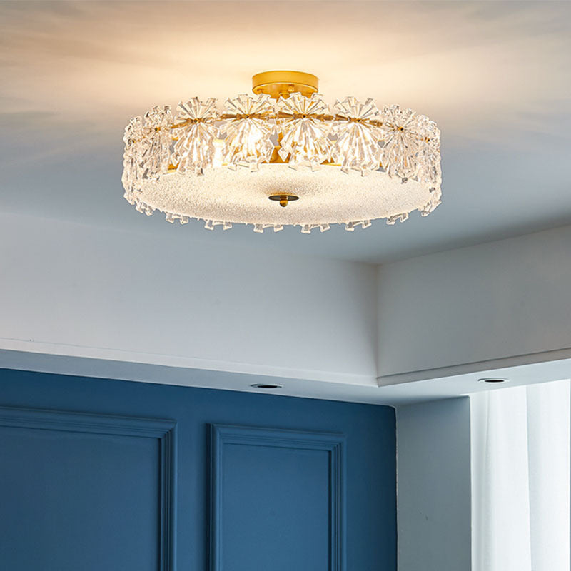 Modern Geometric Ceiling Light Glass Flush Mount Light for Living Room