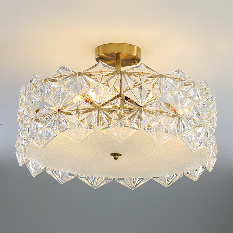 Modern Geometric Ceiling Light Glass Flush Mount Light for Living Room