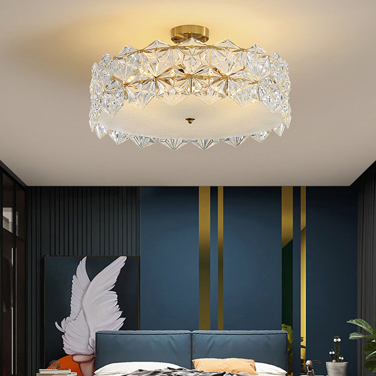 Modern Geometric Ceiling Light Glass Flush Mount Light for Living Room