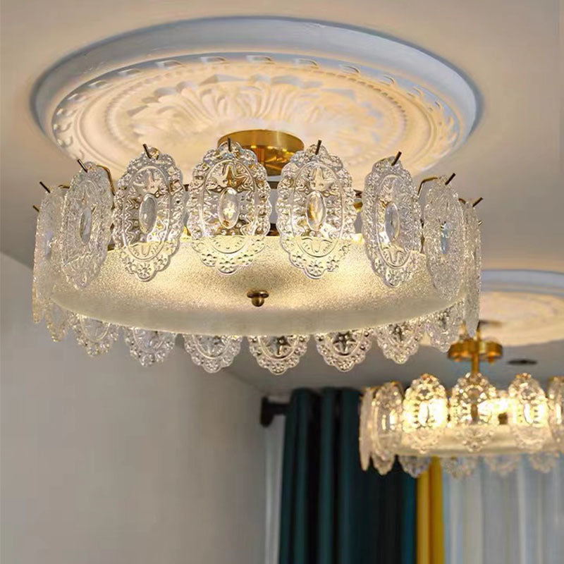 Modern Geometric Ceiling Light Glass Flush Mount Light for Living Room