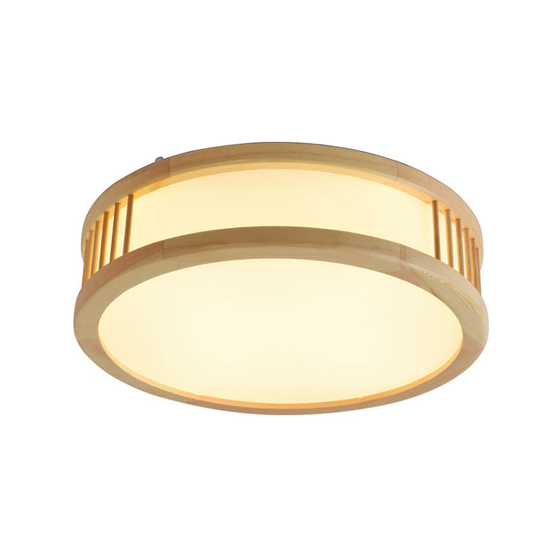 Wood Round Shape Flush Mount Light Modern 1 Light Mirror Flush Mount Fixture