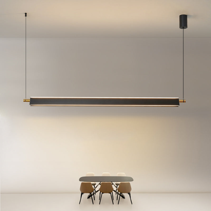 Contemporary Linear Island Lighting Fixture Simple LED Hanging Light for Dining Room