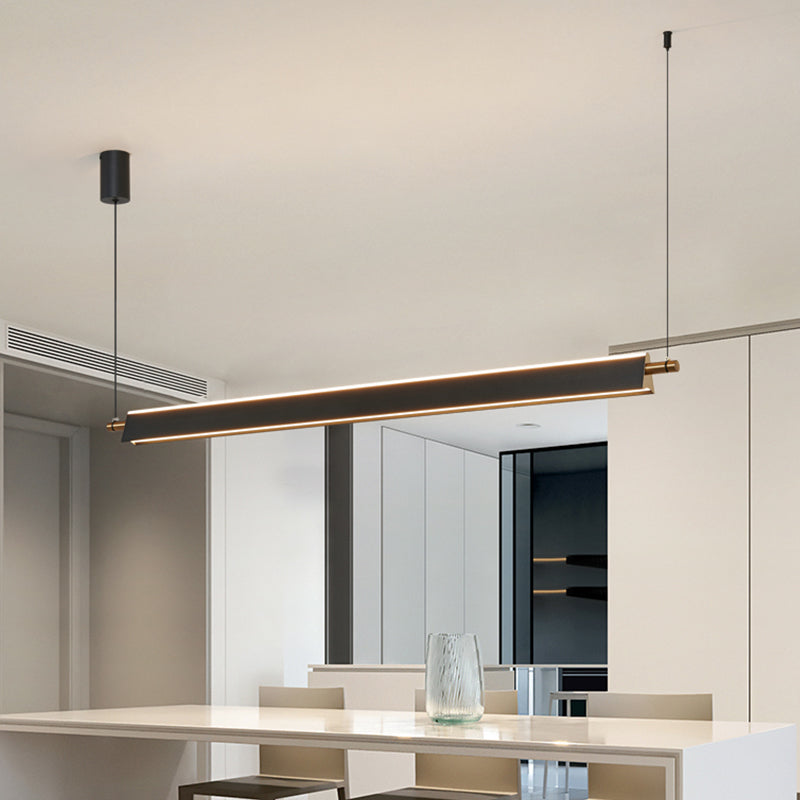 Contemporary Linear Island Lighting Fixture Simple LED Hanging Light for Dining Room