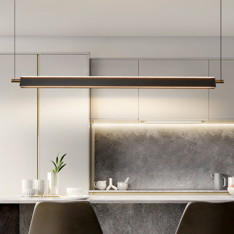 Contemporary Linear Island Lighting Fixture Simple LED Hanging Light for Dining Room