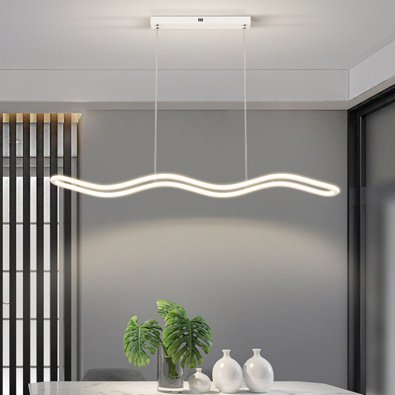 Creative Linear Island Lighting Fixture Modern Style LED Hanging Light for Dining Room