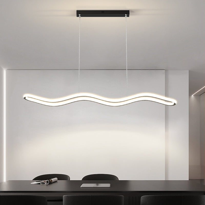 Creative Linear Island Lighting Fixture Modern Style LED Hanging Light for Dining Room