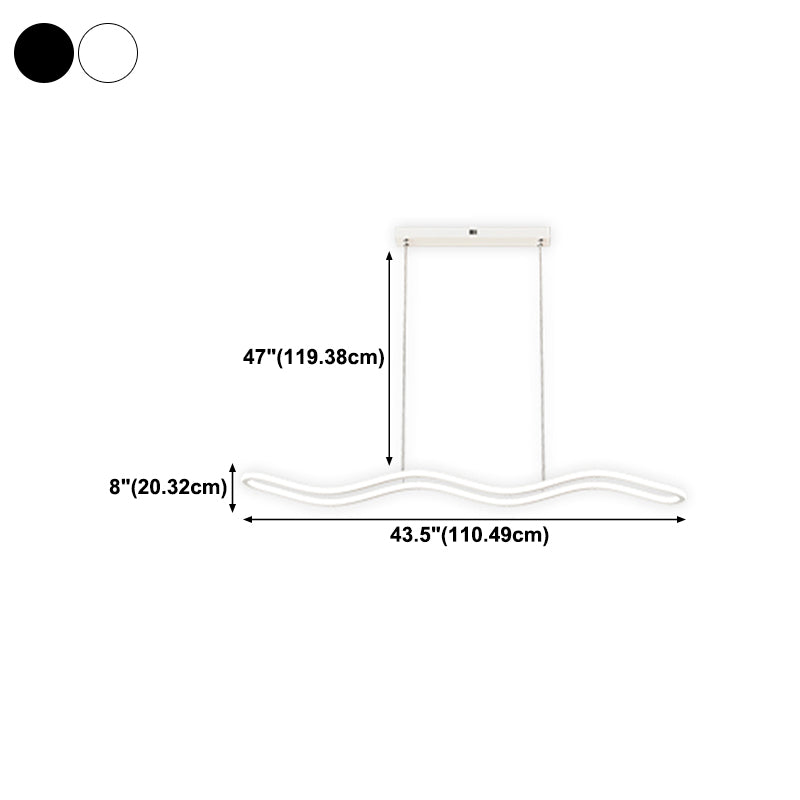 Creative Linear Island Lighting Fixture Modern Style LED Hanging Light for Dining Room